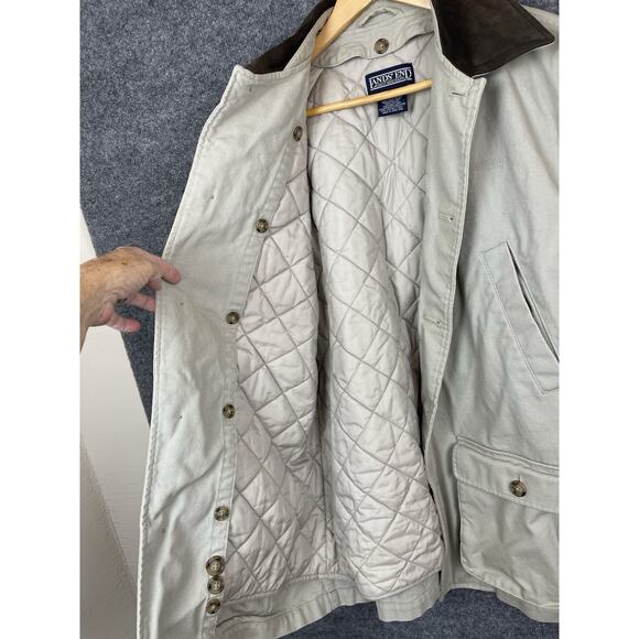 Lands' End Barn Coat Men's M 38-40 Tan Chore Field Jacket Corduroy Collar Quilte - Picture 4 of 16
